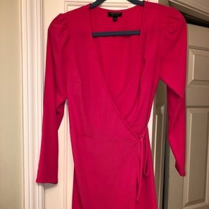 TopShop Hot Pink Short Wrap Dress
